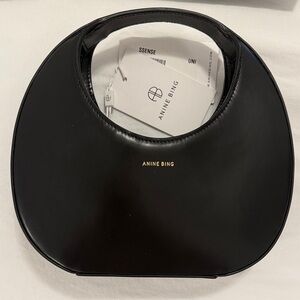 Anine Bing Mini Luna Black Circular Leather Bag